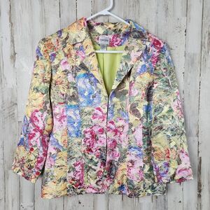 Chico's Floral Blazer Jacket Size 1 Medium